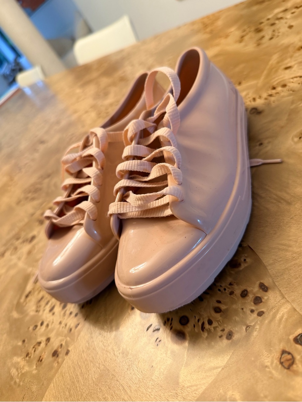 Blush Pink Women's Platform Lace-Up Sneakers